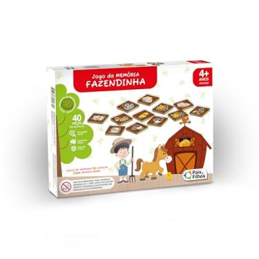 Imagem de Pais & Filhos | Jogo da Memória Fazendinha em Madeira | 40 Peças | Brinquedo Educativo | Desenvolvimento Cognitivo, Memória e Concentração | Presente para Crianças +4 anos