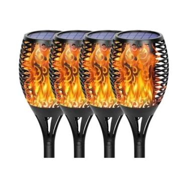 Imagem de Lanterna Solar Com Efeito De Chama 12/33/96 LEDs À Prova d'Água Para J