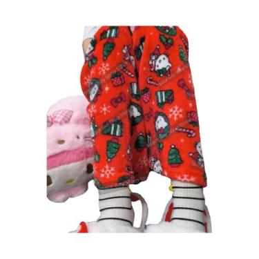 Imagem de Calças De Pijama De Fleece Hello Kitty Para Mulheres, Com Dupla Elasti
