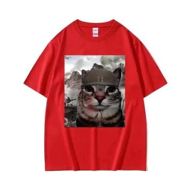Imagem de Camiseta Unissex Oversized De Algodão Com Estampa Engraçada De Gato Me