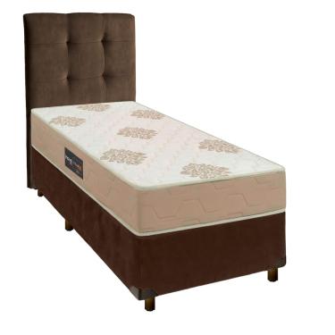 Imagem de Kit Cama Box + Cabeceira + Colchão Solteiro D33 Inovaflex - Marrom