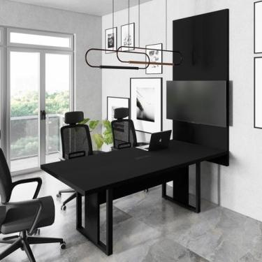 Imagem de Mesa de Reunião 2m Cx de Tomadas Pé Metal c/ Painel de TV F5 - F5 Offi
