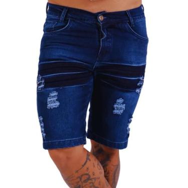 Imagem de Bermuda Jeans Masculina Estilo Detonado 100% Algodão Moderna Descolada
