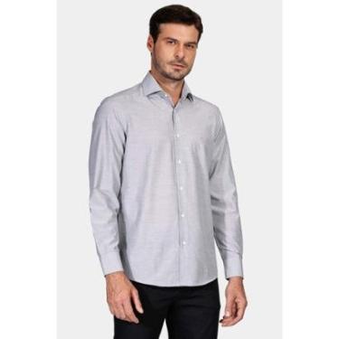 Imagem de Camisa Regular Social Tricoline Falso Liso Cinza-Masculino