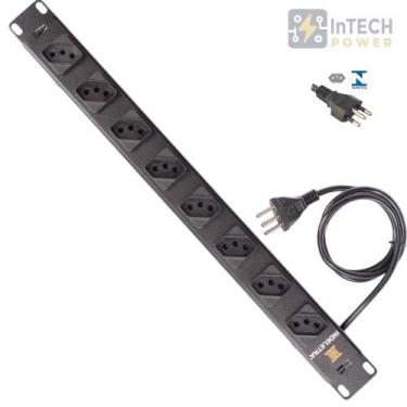 Imagem de Régua padrão rack 19 pol. 1u 8 tomadas diagonal até 10 amperes - 127/2