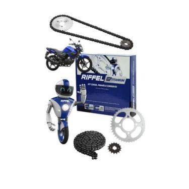 Imagem de Kit Relação Yamaha Ybr 150 Factor 2016 A 2025 Titanium Aço - RIFFEL