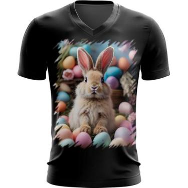 Imagem de Camiseta Gola V Coelhinho da Páscoa Realista Real 4 - Kasubeck Store, 