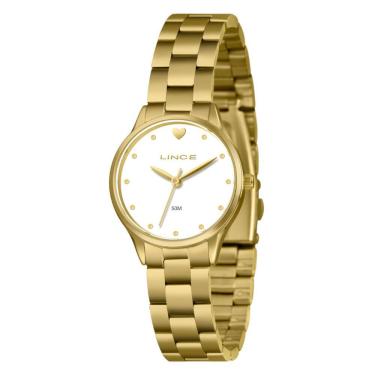 Imagem de Relógio LINCE feminino coração dourado branco LRGH291L30 B1KX