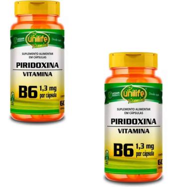 Imagem de Kit 2x Piridoxina Vitamina B6 1,3mg 60 Capsulas Unilife-Unissex