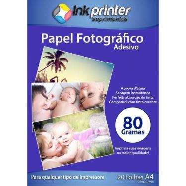 Imagem de Papel Fotográfico Brilhante Glossy A4 80gr Adesivo para Impressoras Ja