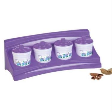 Imagem de Porta Condimentos Com Base Hortênsia Roxo 5 Peças - JW SHOP