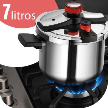 Imagem de Panela De Pressão Indução E Gás De Aço Inoxidável Compacta E Moderna T