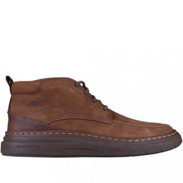 Imagem de Bota Masculina Grid em Couro Democrata 240001, Marrom, 41