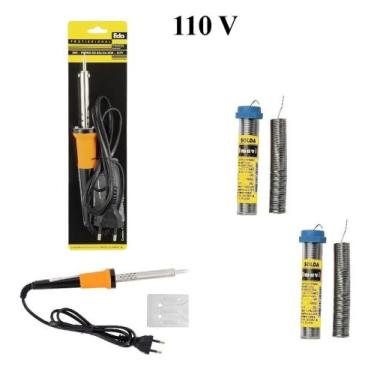 Imagem de Kit Ferro De Solda De Solda + 2 Tubete Em Fio 30W 110V Cód. 621 - Deco