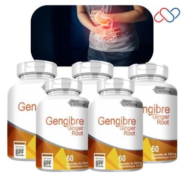 Imagem de Kit com 5 Potes Gengibre Gástrico Respiratório Cólicas Flatulências Ro
