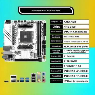Imagem de Placa-Mãe AMD AM4 ITX Para Processadores Ryzen R3 R5 R7, RAM DDR4, PCI