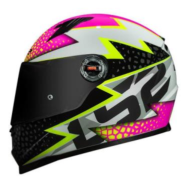 Imagem de Capacete Feminino LS2 FF358 Speedy Branco e Rosa Brilhante Fechado, 62