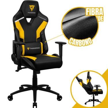 Imagem de Cadeira Gamer Cor Amarela e Preta Confortável Base de Metal Giratória 