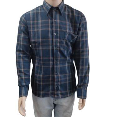 Imagem de Camisa Masculina Flanela Xadrez - Repelique, G, Azul marinho 2
