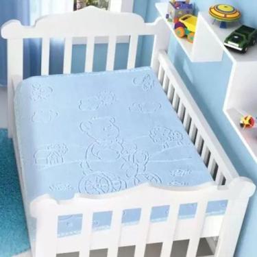 Imagem de Cobertor Infantil 80x110m  Texture Azul Jolitex Bicicleta