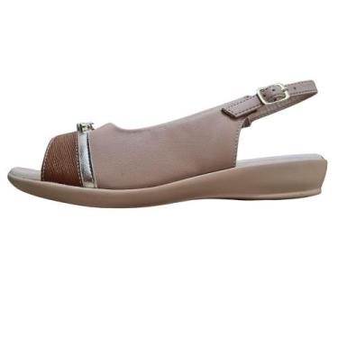 Imagem de Sapato Peep Toe Piccadilly Feminino Salto Baixo Confortavel, Nude clar