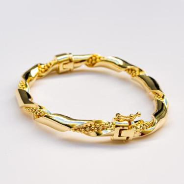 Imagem de Bracelete Liso com detalhe em corrente Banhado a Ouro 18k - Atraktiva 