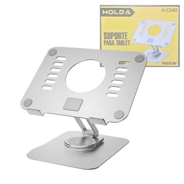 Imagem de Suporte de Mesa Articulado Rotação 360 para Tablet e Celular Cinza Holda