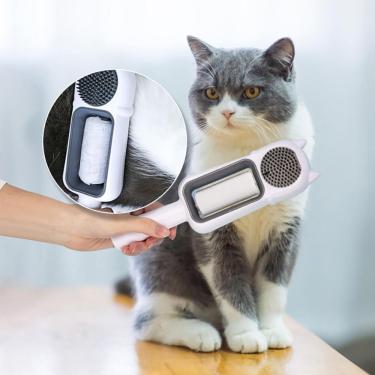 Imagem de Escova Removedora de Pelos 4 em 1 Kapbom para Gatos e Cães Branco em Abs e Silicone 1 Unidade
