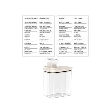Imagem de Kit Flow Dispenser para Amaciante Sabão Líquido 1,5L e Eiquetas Identificadoras Ou