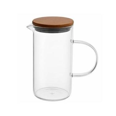 Imagem de Jarra de Vidro 750ml com Alça Tampa Bambu Linha Borea Oikos Bico em V Suco Água Bebidas