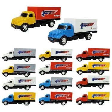 Imagem de Kit 5 Caminhão Plástico Bau Divertrans Mini 22cm - Sortidos - Diverplá