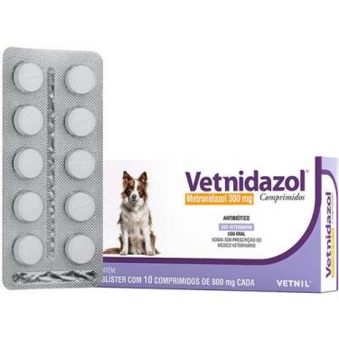 Imagem de Vetnil Vetnidazol 300mg para Cães e Gatos Embalagem com 10 Comprimidos