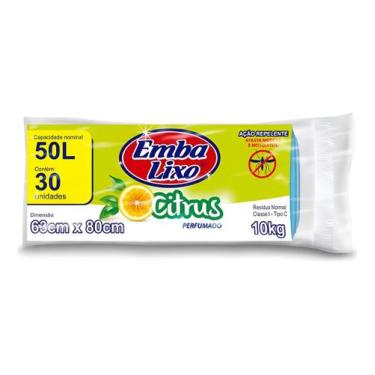 Imagem de Saco De Lixo Embalixo 50 Litros Perfumado Repelente Citrus  Kit 4un