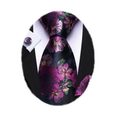 Imagem de Conjunto de gravatas Barry.Wang Paisley Flower Silk, gravata masculina