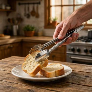 Imagem de Pegador de Pão Mini Aço Inox 20cm com Dentes para Servir