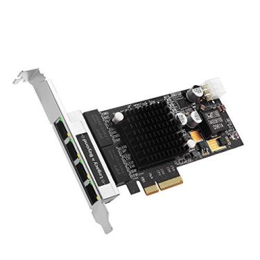 Imagem de SIIG Ethernet Gigabit de 4 portas com cartão PoE PCIe - Intel 350, PCIe 2.0 x4 para Quad RJ-45, 1000/100/10Mbps, PoE, 802.3af Power over Ethernet, Intel I350-T4, dissipador de calor grande, suportes de perfil duplo LB-GE0811-S1