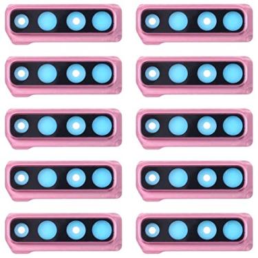 Imagem de LIYONG Peças sobressalentes de reposição 10 peças de capa de lente de câmera para Galaxy A9 (2018) A920F/DS (preto) peças de reparo (cor rosa)