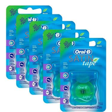 Imagem de Kit 5 Fio Dental Oral-b Satin Tape 25m