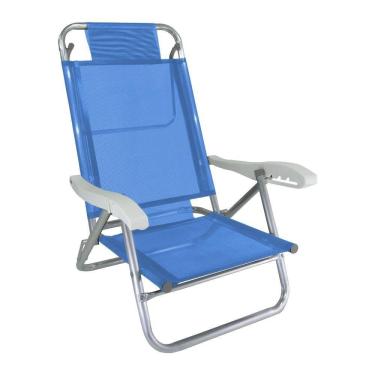 Imagem de Cadeira Praia Em Alumínio Banho De Sol Azul Zaka
