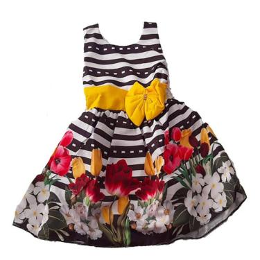 Imagem de Vestido De Festa Infantil Menina Luxo Florido Girassóis