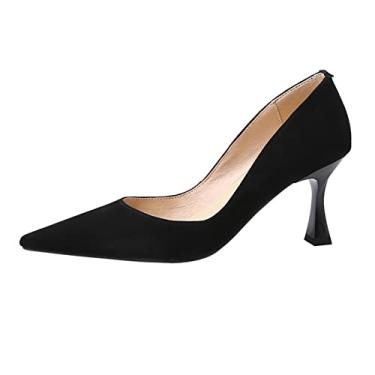 Imagem de Sapatos femininos de salto alto, sapatos stiletto, sapatos de salto alto bico fino confortáveis para escritório, negócios, casual, festa, casamento, preto, 34 EU/4,5 US