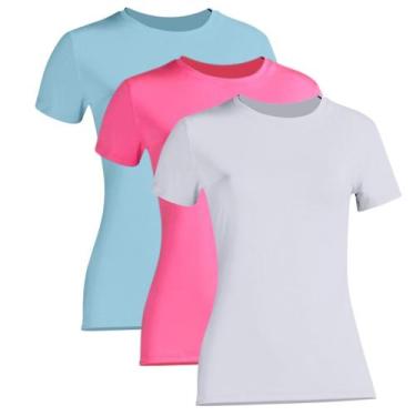 Imagem de Kit 3 Camiseta Proteção Solar Feminina Manga Curta Uv50+ 1 Azul Bebê 1