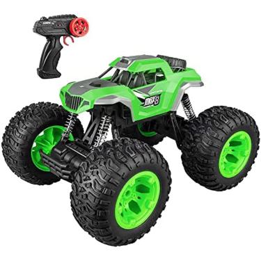 Imagem de RC Car 1/10 Scale Remote Control Car, 2,4 Ghz Off Road RC Trucks Dual Motors Off Road RC Truck Play Electric Toy Car carro de corrida de alta velocidade para todos os adultos e crianças, verde, colcha lec