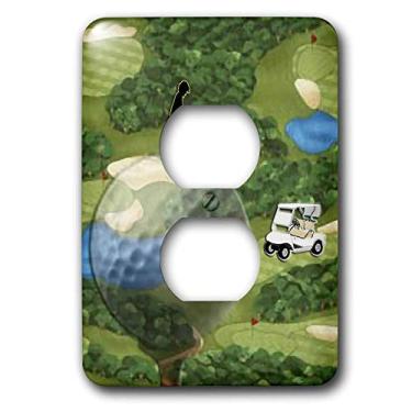 Imagem de 3dRose Capa de tomada feminina na bola de golfe com 2 plugues para tomada de 15 cm (6")