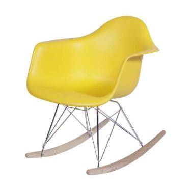 Imagem de Cadeira De Balanço Com Braço Eames Dar Polipropileno Amarela Base Made
