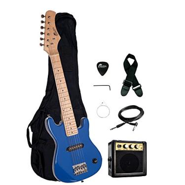 Imagem de Raptor Pacote de guitarra elétrica infantil EP3 de 76 cm de tamanho 1/2 com amplificador portátil de 3 W, bolsa de concerto, alça, cabo e palhetas Raptor - azul