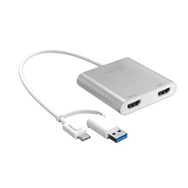 Imagem de j5create Adaptador multimonitor USB-C para HDMI duplo com conversor USB tipo A | 4K + 2K | Compatível com Windows e Mac (JCA365)