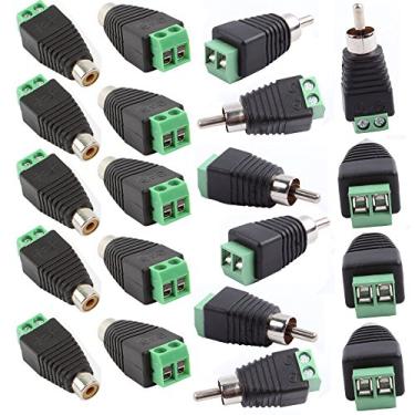 Imagem de Exgoofit Phono RCA parafusos macho fêmea plugue para terminal de parafuso AV adaptador conector de áudio/vídeo (10 macho +10 conector fêmea)