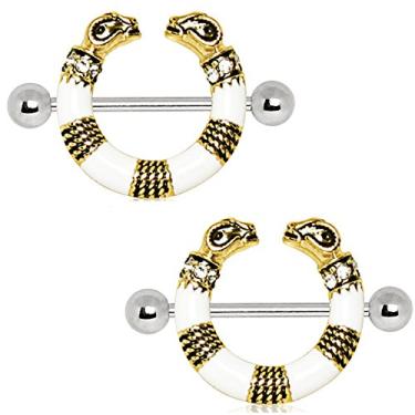 Imagem de Body Accentz Par de barras circulares de aço inoxidável com carneiro egípcio dourado 14 g