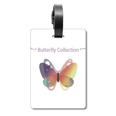 Imagem de Coleção Purple Butterfly Maleta Etiqueta Etiqueta Etiqueta de Bagagem Pendurada para Cartão, Multicolorido.
